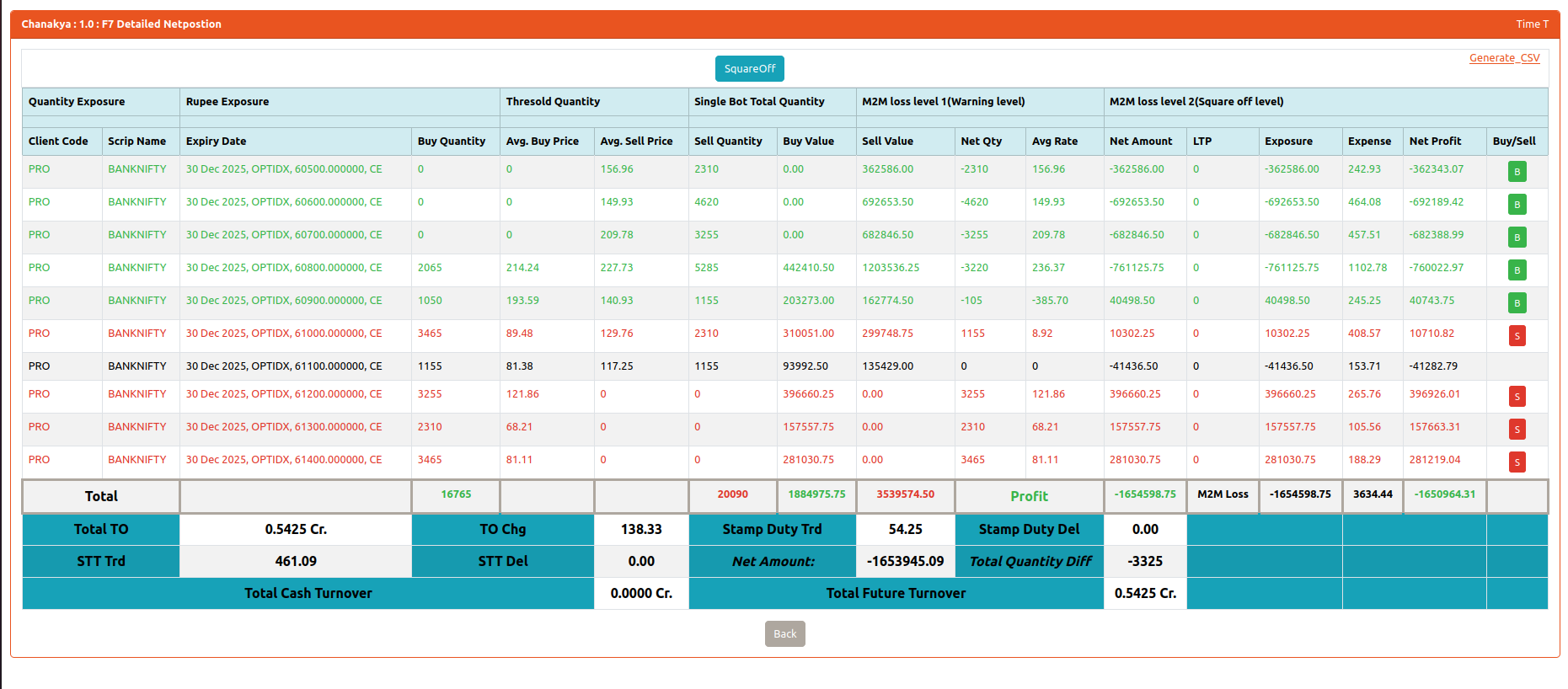 Detailed Net Position Monitor